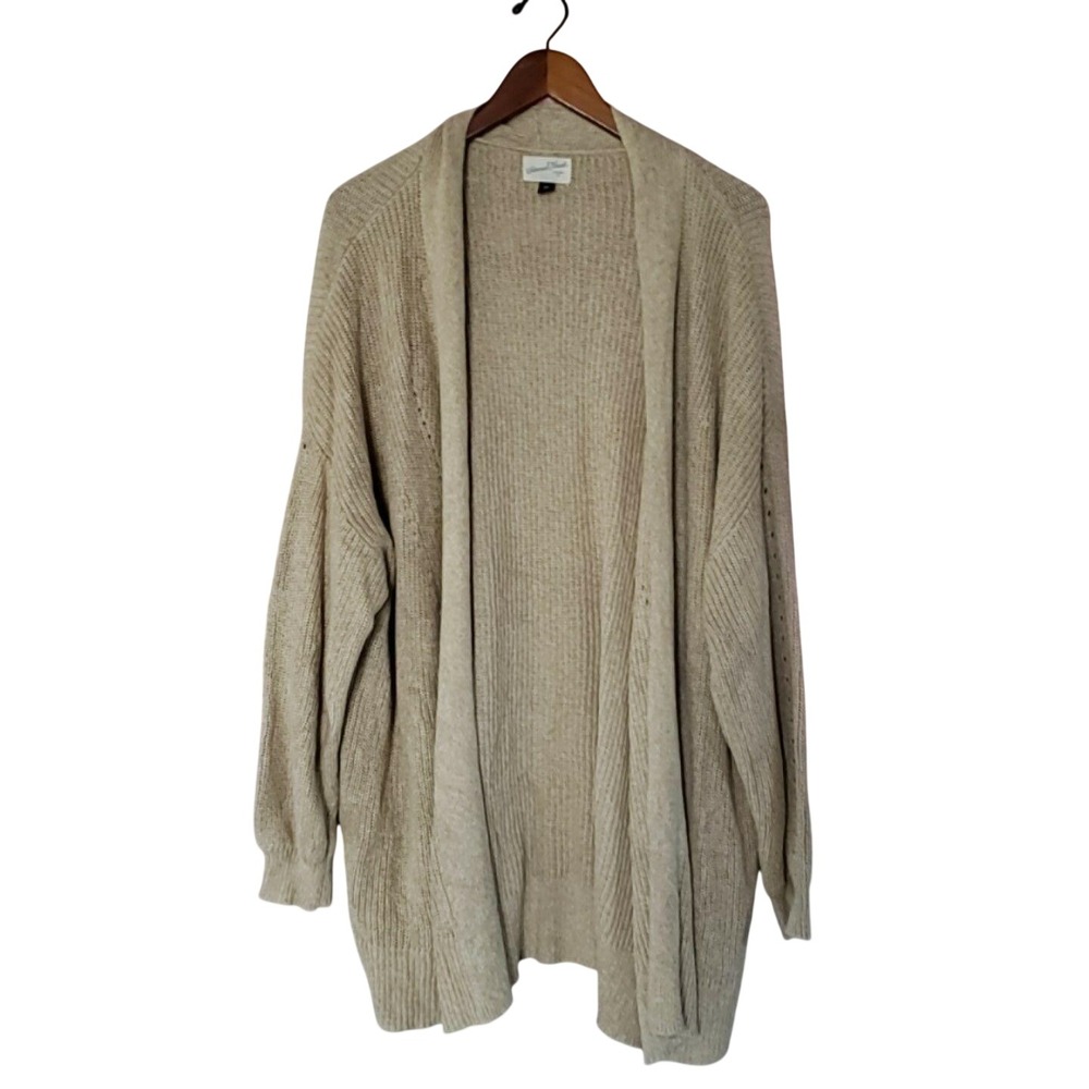 Universal Thread Cardigan Sweater Womens 2XL Beige V Neck Open Front Knit Cotton